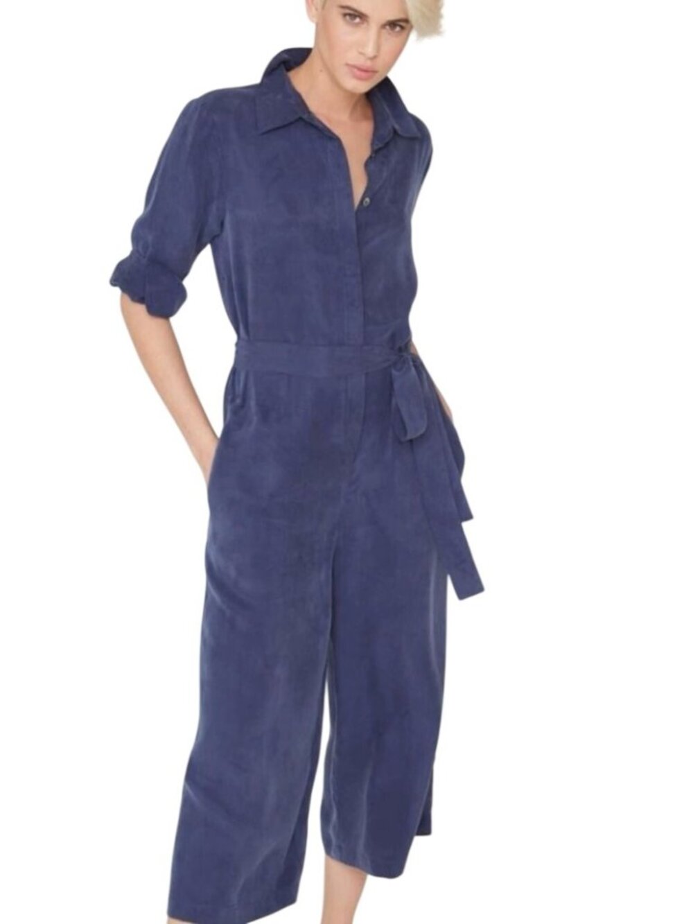 La Boheme Womens Long-Sleeve Button-Down Jumpsuit, Size S NWT